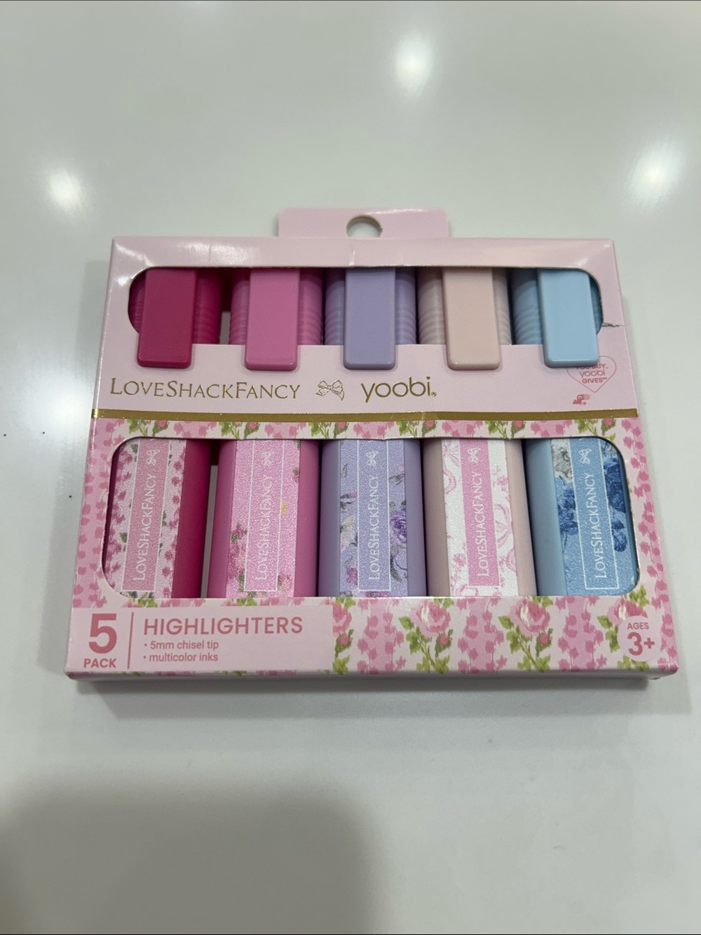LoveShackFancy Pastel Floral Highlighter Set - Pink, Lavender, Cream, Blue